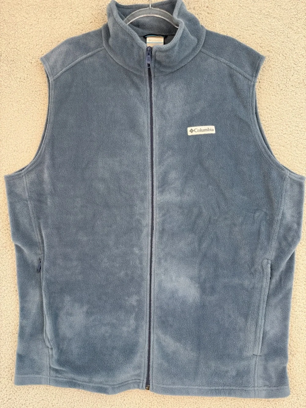 Columbia Men’s 2XT Tall full zip fleece vest Steel Blue Outdoor Layer Pockets
